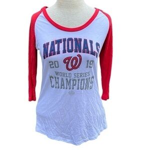 Genuine Merchandise Nationals World Series Champions baseball tee, red/white